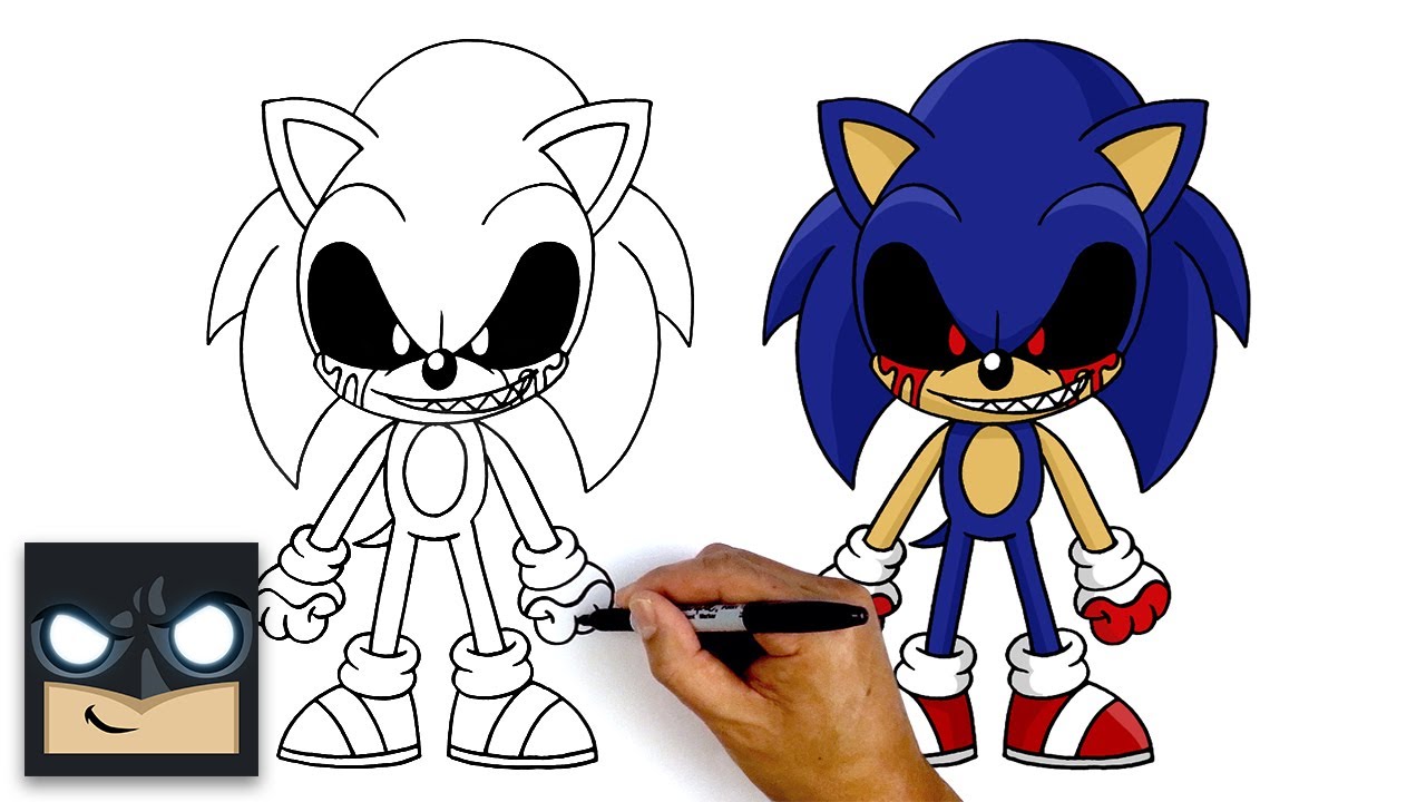 How to draw Sonic.Exe - FNF  Coloring pages, Cartoon coloring