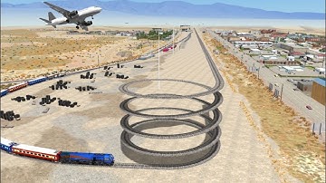 High Speed Train Vs Impossible Weird Spiral Upward Rail Tracks | Train Simulator 2023 | BeamNG.Drive