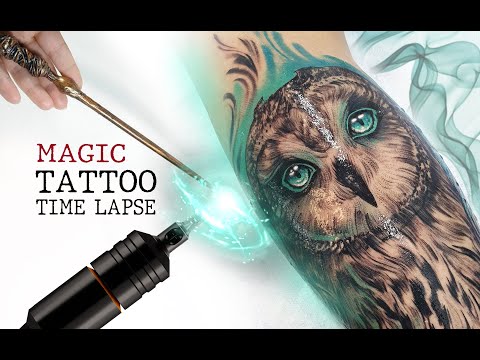 How to tattoo Magic owl - Tattoo time lapse