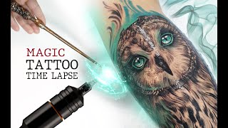How to tattoo Magic owl - Tattoo time lapse