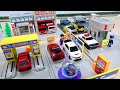 トミカプラレールブロック☆はたらくくるま【消防車・救急車・パトカー・スポーツカー】アンパンマンの鍵パズルの扉を開けて組み立て!トミカタウン 消防署、交番、洗車にミニカーを場駐車します