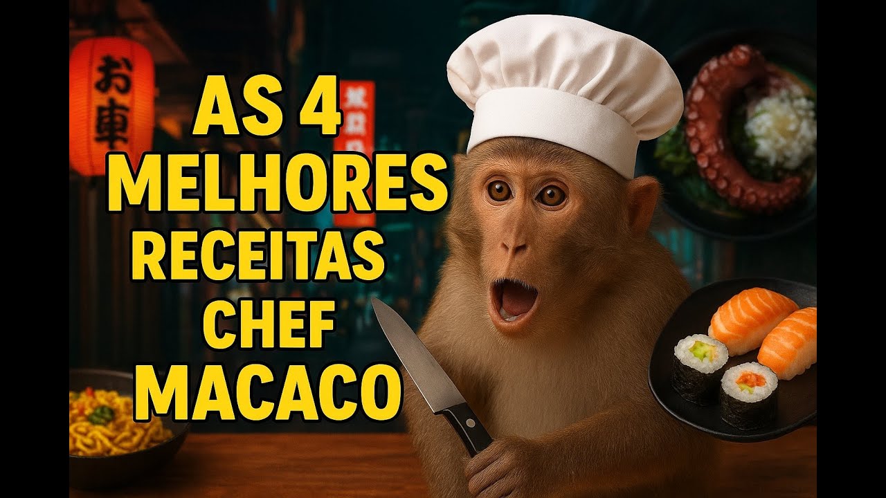 🐒 4 MELHORES RECEITAS DO MACACO CHEF: Comida Japonesa e muito mais🍣 ...