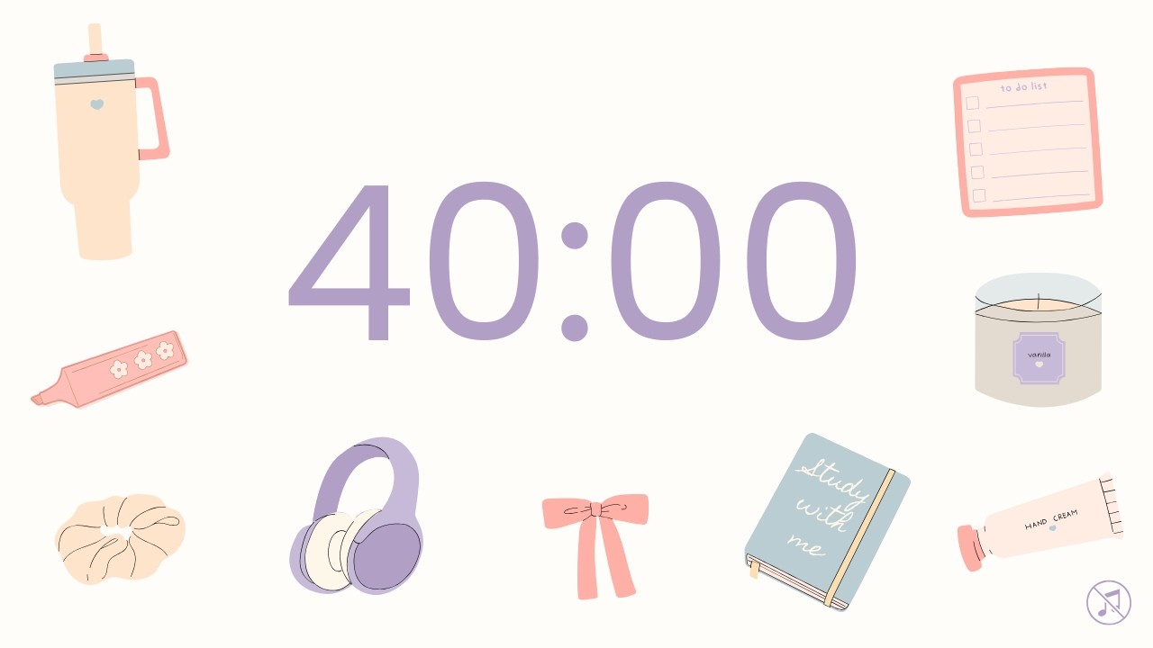 Countdown Clock Study 40 Minutes Countdown Timer - Study with me π - No music | Focus | Study ...