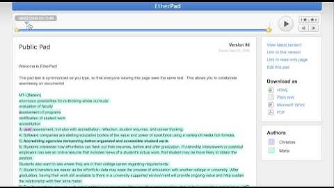 Using Etherpad for Collaboration and Evidence