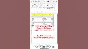 Hide & Unhide in Excel 🔒✨Excel Tutorial | Day 5, Video 4 #excel #excelshorts #exceltricks
