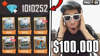 ¡COMPRO 1 MILLÓN DE DIAMANTES y TENGO LA CUENTA MÁS CHETADA de FREE FIRE! *+$100,000 pesos*