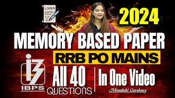 IBPS RRB PO MAINS 🔥 Memory Based Paper 2023 Quant | RRB PO MAINS Previous Year  Minakshi Varshney
