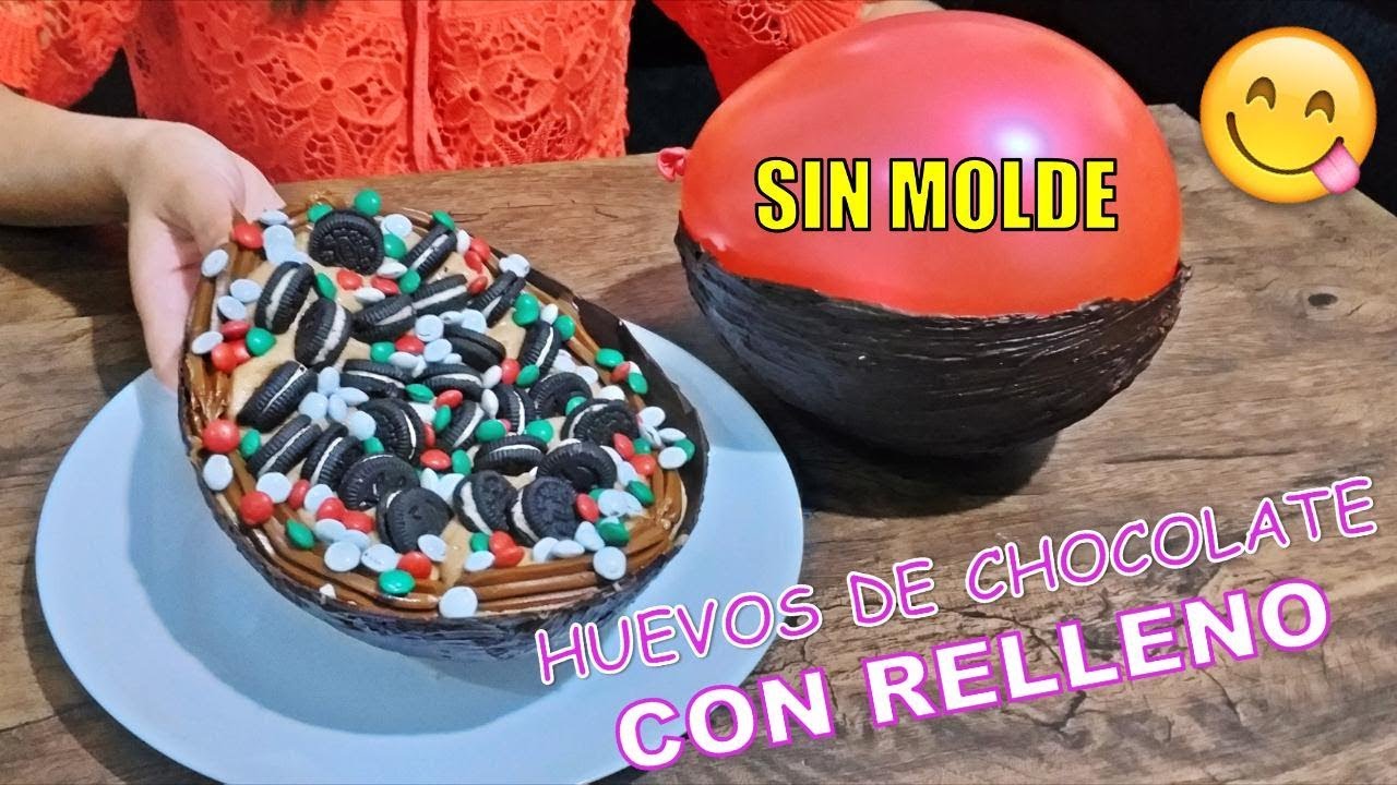 HUEVOS DE CHOCOLATE CON RELLENO SIN MOLDES SOLO GLOBOS - Receta Fácil
