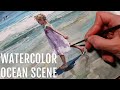 Little Girl on the Beach Watercolor Demonstration Step by Step