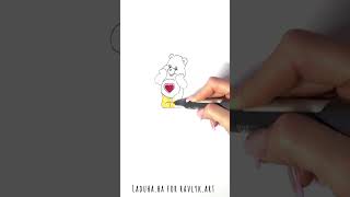 🧸 Draw Tenderheart Bear from Care Bears 💛✏️ Quick Art 🎨 #shorts #drawing #RavlykArt