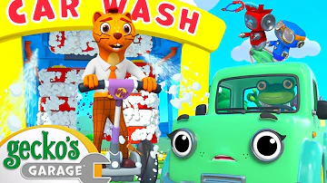 Runaway Car Wash | Gecko's Garage | Cartoons For Kids | Toddler Fun Learning