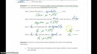 Statistics Hypotheses, Significance, & Error Part 2 - Constructing Hypotheses