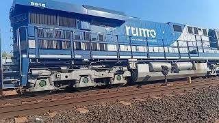 Trem de celulose vazio partindo 