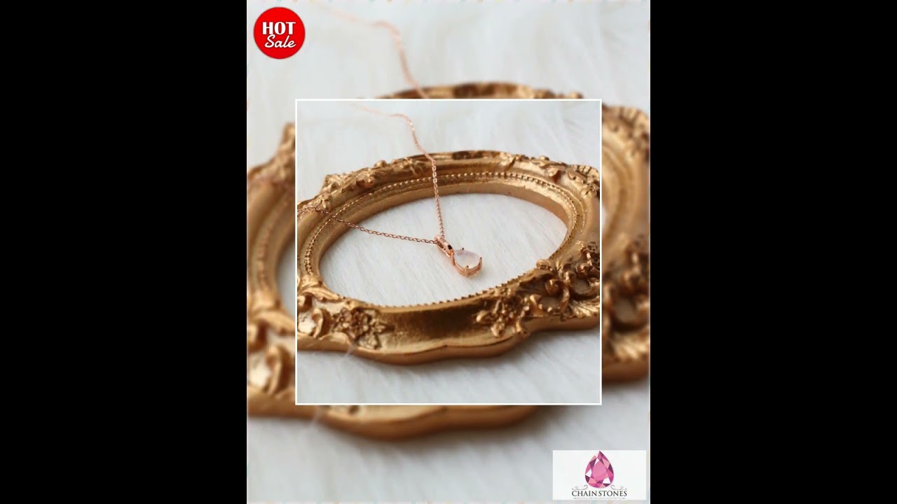 925 Sterling Silver Gold Moonstone Pendant Necklace