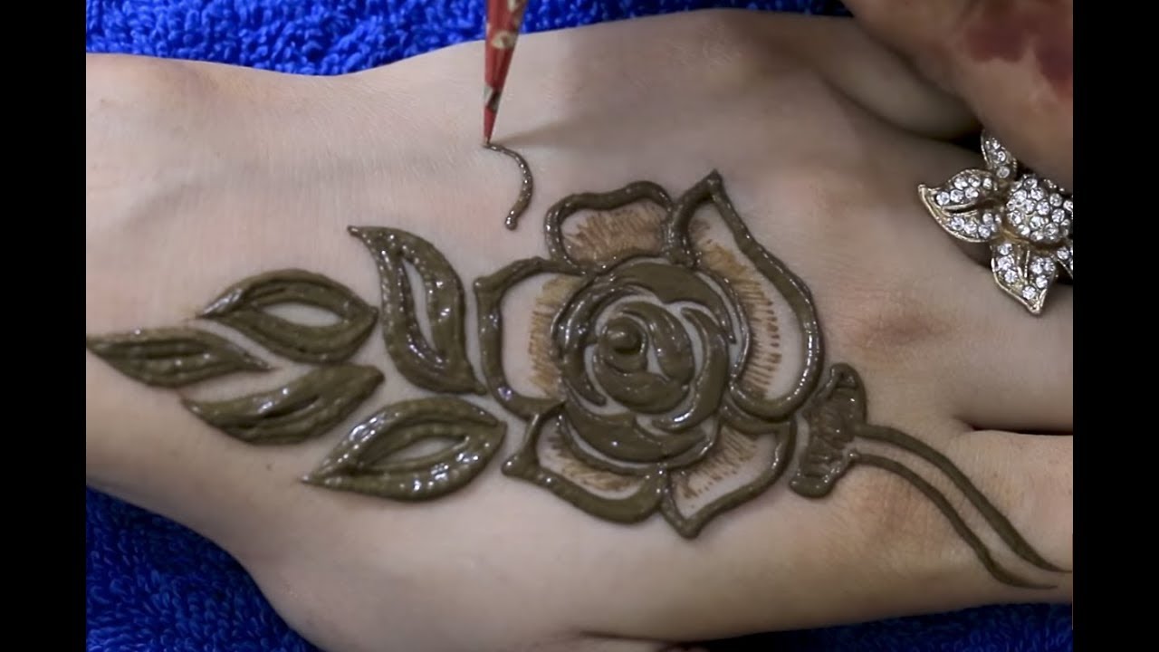 art of applying perfect rose mehandi pattern on hand how to draw