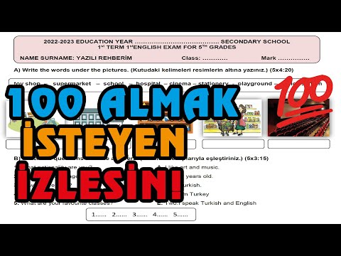 5. Sınıf İngilizce 1. Dönem 1. Yazılı | 1. Örnek 2022