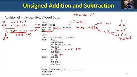 lecture 7b x86 arithmetic operations - ADD ADC SUB SBB instructions
