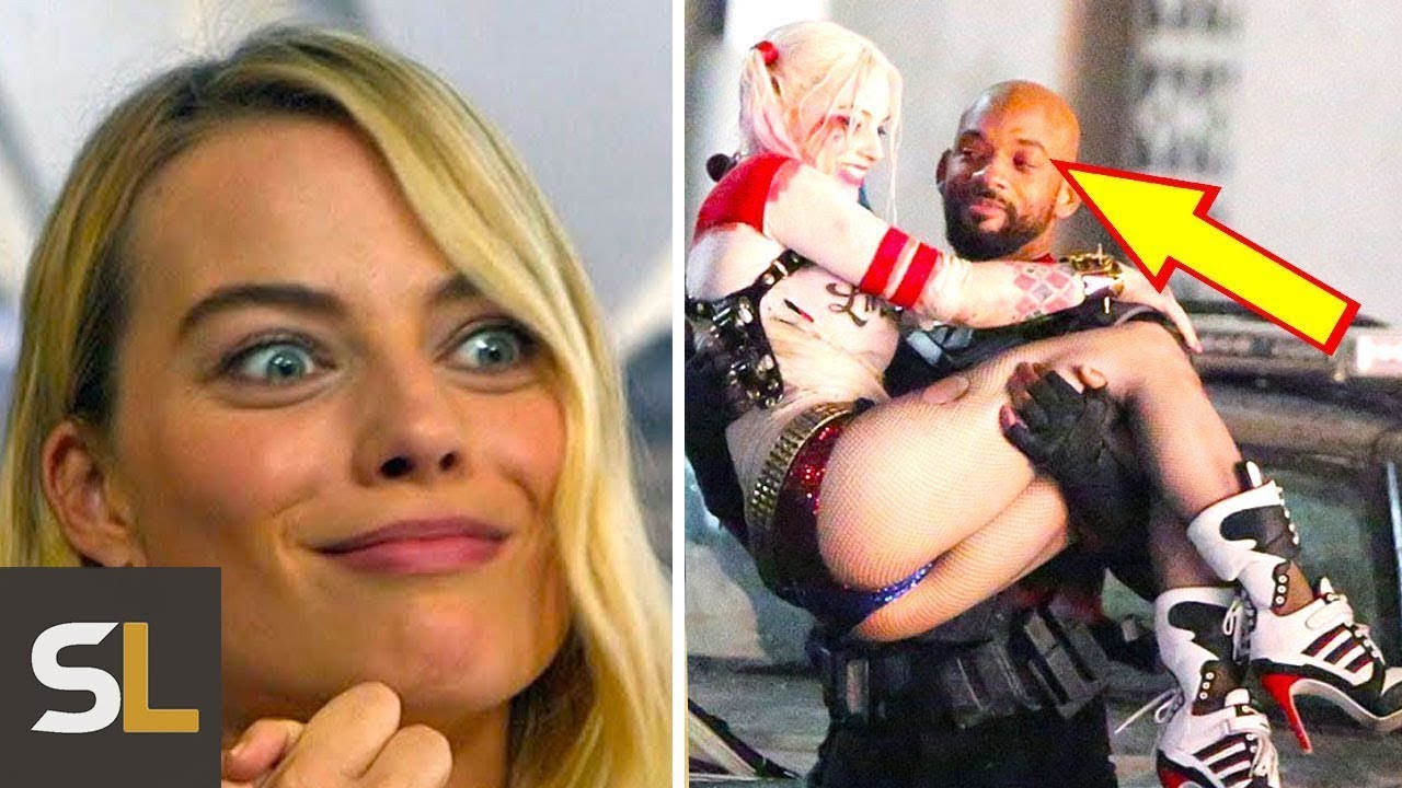 Roupa clássica de bobo da corte de Arlequina foi testada em Margot Robbie