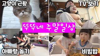 [주말일상] 아빠랑 하루종일 놀고 먹고 행복했던 날💗 (Feat. 고양이들 근황) 뚜아뚜지TV