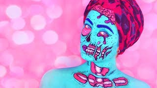 POP ART ZOMBIE / CARTOON ZOMBIE Halloween Makeup  / HalloweenXTRA 9 (2017)