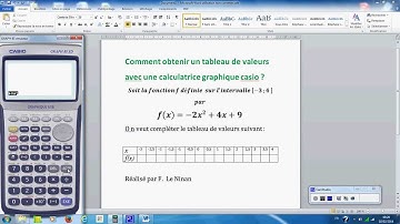 tableau de valeurs avec Casio graph
