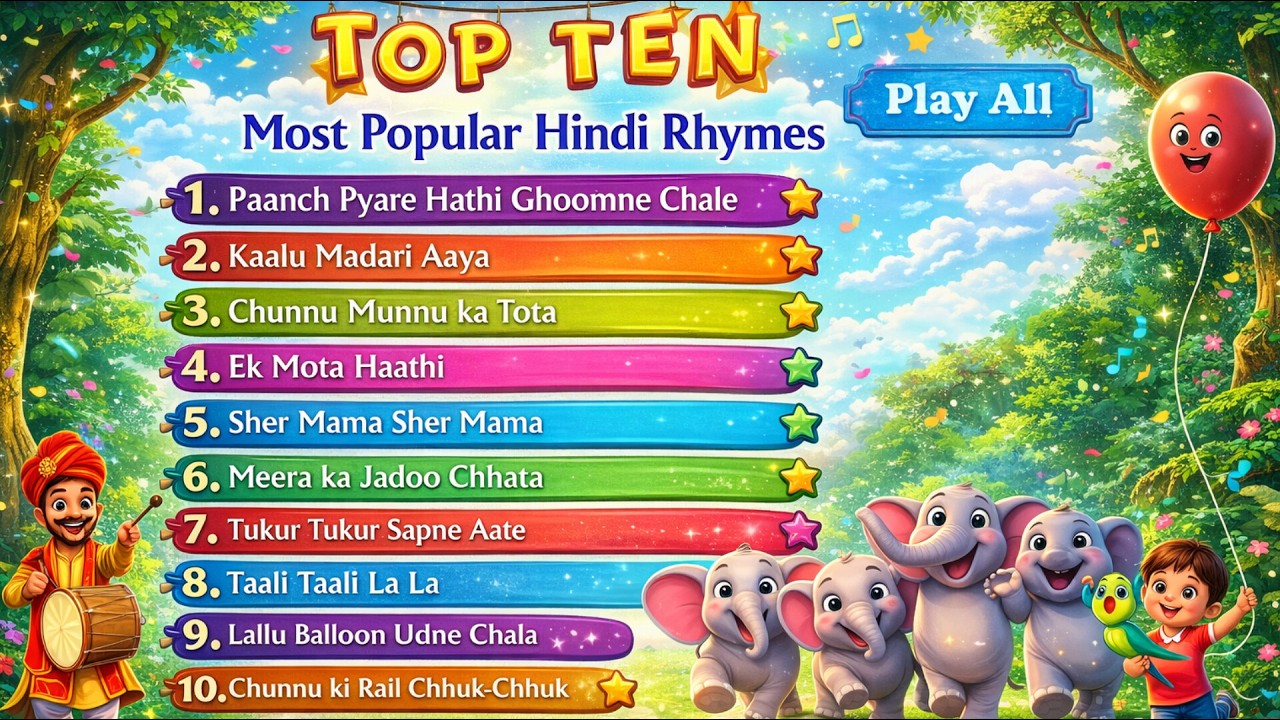 Top 10 Most Popular Hindi Rhymes Collection  | Kids Superhit Songs | Fun & Learning