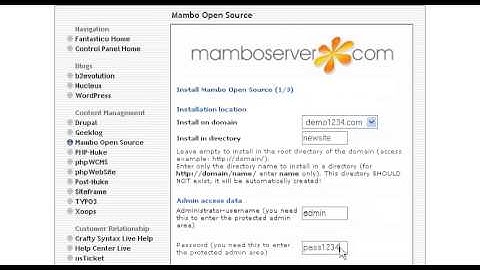 How to install Mambo Open Source from Fantastico