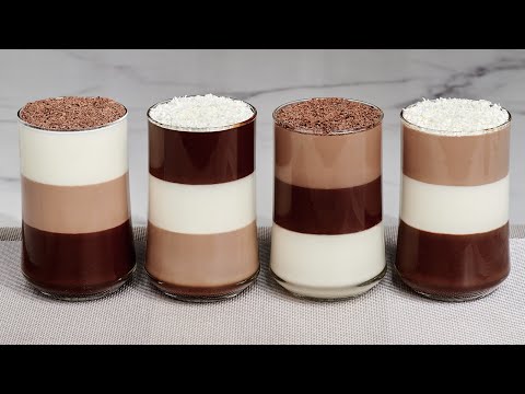 Amazing chocolate and cream dessert in cups