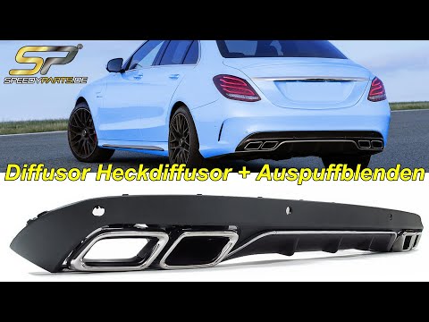 SpeedyParts.de - C63 AMG Optik Diffusor Heckdiffusor + Chrom Auspuffblenden  für Benz C-Klasse W205 