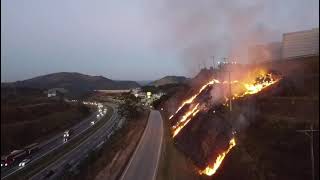 Incêndio atinge mata às margens da Castelo Branco em São Roque