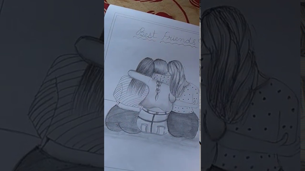 Best friends forever/pencil sketch/simple art/like 👍 share ️ subscribe