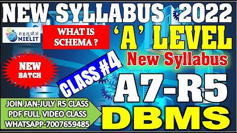 A LEVEL DBMS A7-R5 CLASS 4 |WHAT IS SCHEMA NEW SYLLABUS CLASS 4 NEW BATCH 2022 JAN-JULY