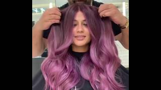 Violet Pink Hair Color Transformation Using Mounir Products
