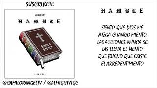 HAMBRE (LETRA) - ALMIGHTY