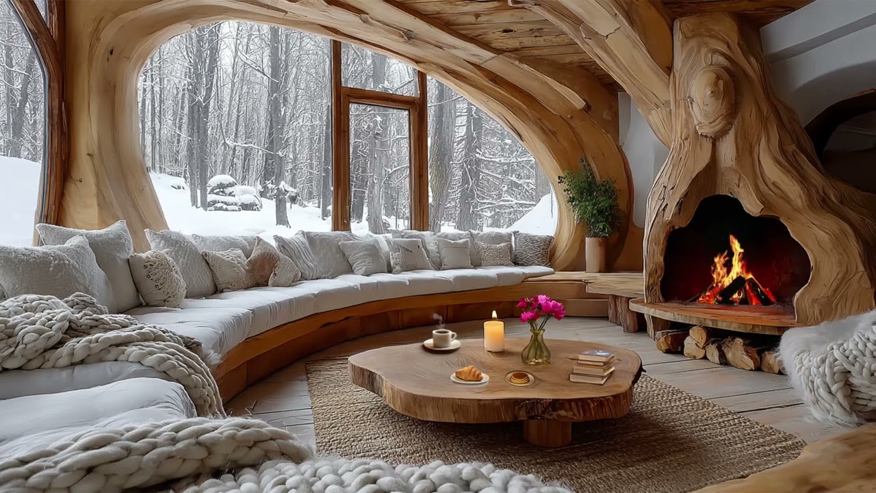 Winter Cabin | Crackling Fireplace & Sleep !!!