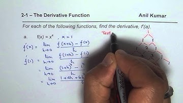 Determine derivative of Quartic Function Using Pascals Triangle