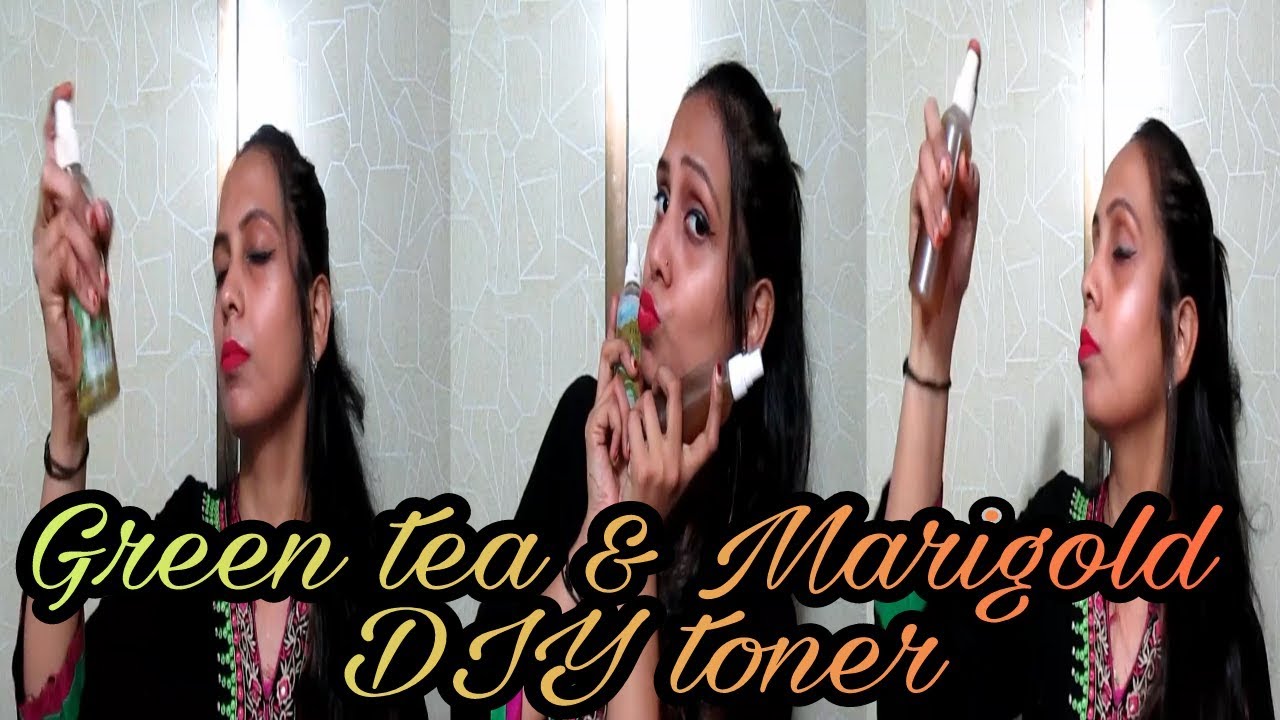 Green tea & Marigold DIY toner for fresh and hydrate your face and skin - YouTube