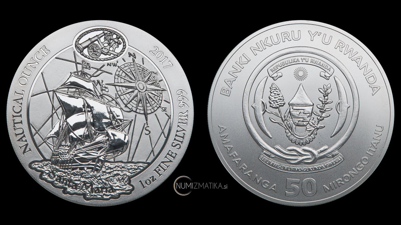 Rwanda: 50 RWF 2017 - 1oz .999 Ag BU - Noutical ounce - Santa Maria