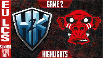 H2K vs Mysterious Monkeys Game 2 Highlights - EU LCS Summer Split 2017 W1D3 - H2K vs MM G2