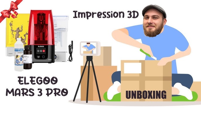 Unboxing de l'imprimante résine Elegoo Mars 3 Pro 4K ! Et première  impression 3D perso réussie !!! 