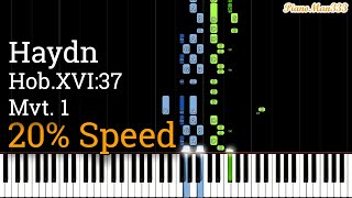 Haydn - Sonata in D, Hob.XVI:37 Movement 1 (Piano Tutorial) [20% Speed]