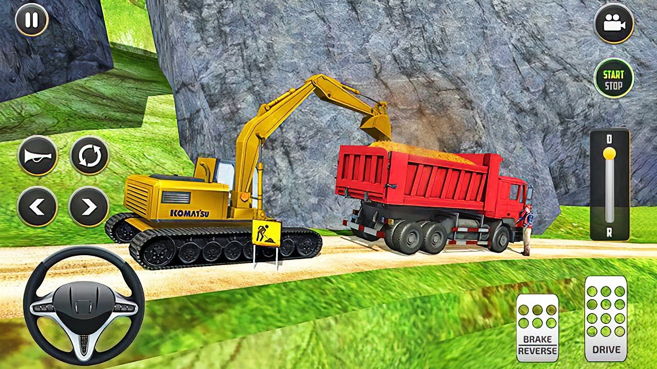 Large Excavator Filling Dump Truck with Sand - Construction Sim 2022 - Android Gameplay