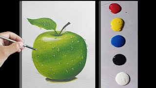 Relaxing acrylic painting tutorial for beginners step by step / Green apple with water droplets by CMM Art 141 views 4 months ago 5 minutes, 30 seconds