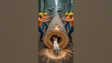 rescue cow from giant log #animals #funny #shorts