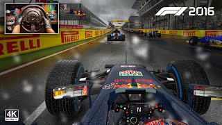 F1 2016 Red Bull Racing RB 12 - Brazil Grand Prix | Dynamic Wet Weather | Steering Wheel Gameplay