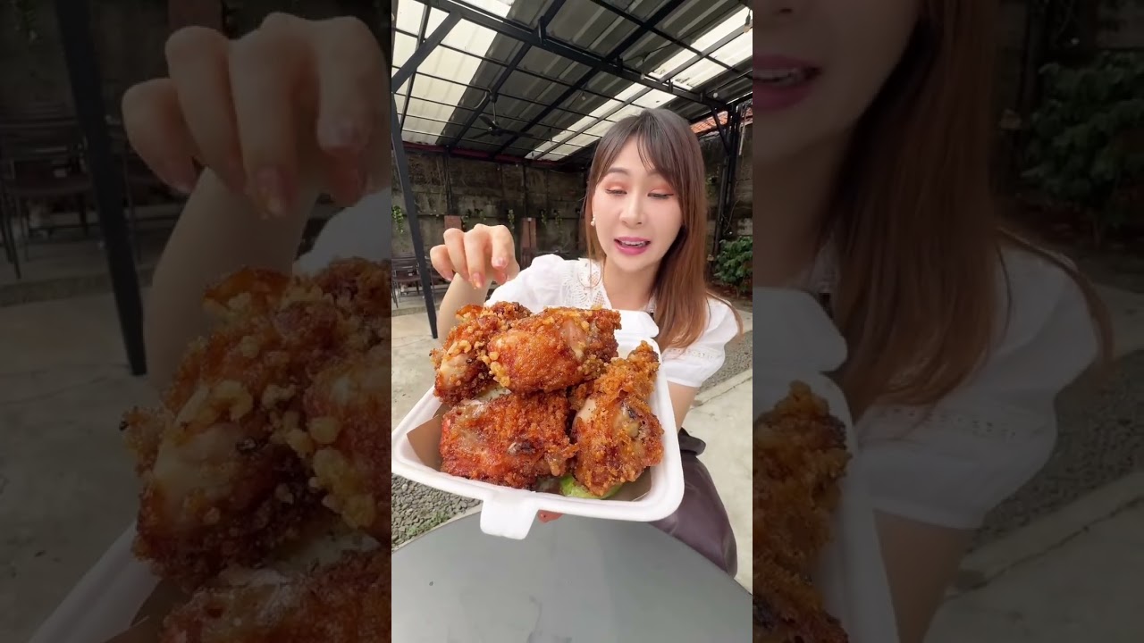 AYAM GORENG BAWANG PUTIH ENAK, GURIH, RENYAH...#sibungbung #mukbang #kulinerviral #ayam #shorts