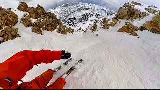 Skiing Little Chute at Alta, Utah