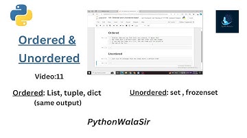V. 11 Ordered and Unordered | python | Hindi | full explanation | end to end python