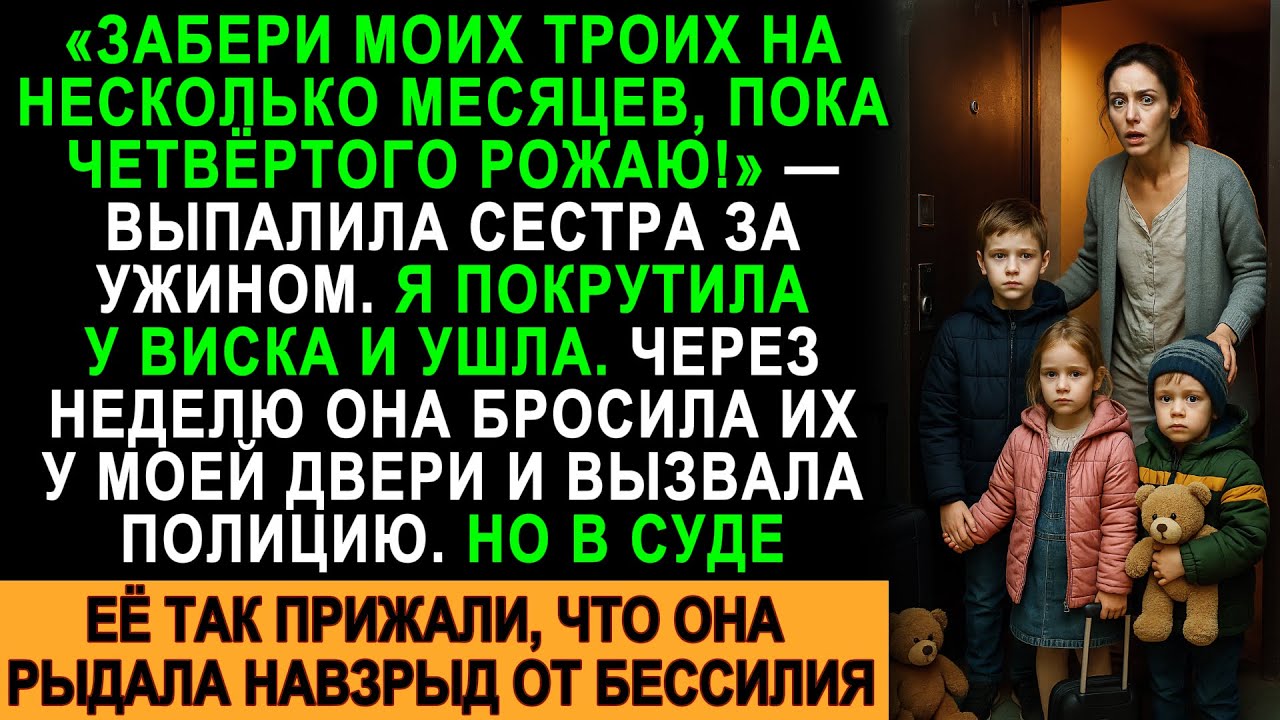 Сестра бросила детей у моей двери… а в суде рыдала навзрыд от бессилия
