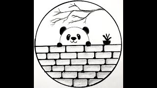 Panda Drawing In Circle Ll Circle Drawing Ll Panda Drawing